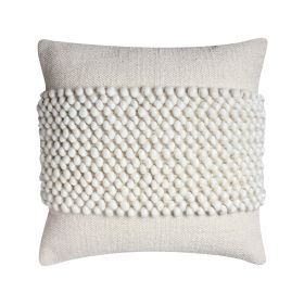 20 x 20 Square Cotton Accent Throw Pillow; Textured Dotted Fabric Details; White