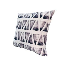 20 x 20 Modern Square Cotton Accent Throw Pillow; Triangular Pattern; Gray; White