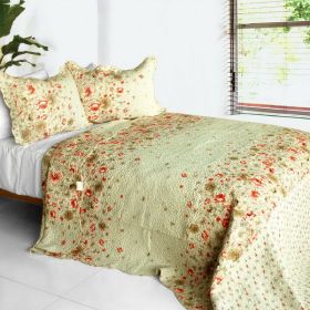 [Splendid Beauty] 3PC Cotton Vermicelli-Quilted Printed Quilt Set (Full/Queen Size)