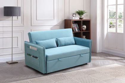 MEGA Pull Out Sofa Bed; Modern Adjustable Pull Out Bed Lounge Chair with 2 Side Pockets; 2 Pillows for Home Office