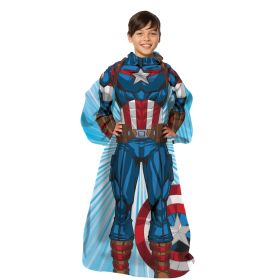 Captain America Youth Silk Touch Comfy Throw Blanket with Sleeves; 48" x 48"