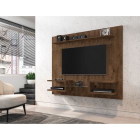 Manhattan Comfort Plaza 64.25 Modern Floating Wall Entertainment Center with Display Shelves in Rustic Brown