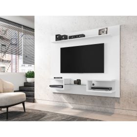 Manhattan Comfort Plaza 64.25 Modern Floating Wall Entertainment Center with Display Shelves in White
