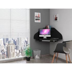 Manhattan Comfort Bradley Floating Corner Desk with Keyboard Shelf in Black