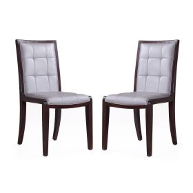 Manhattan Comfort Executor Silver and Walnut Faux Leather Dining Chairs (Set of Two)