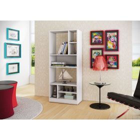 Manhattan Comfort Durable Valenca Bookcase 3.0 with 8-Shelves in White