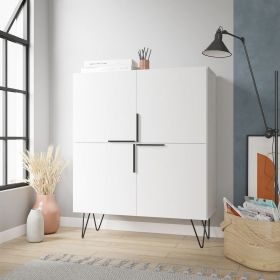Manhattan Comfort Beekman 43.7 Low Cabinet with 4 Shelves in White