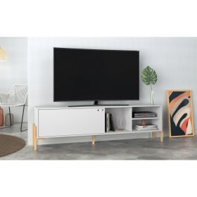 Manhattan Comfort Bowery 72.83 TV Stand with 4 Shelves in White and Oak