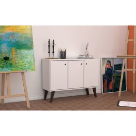 Manhattan Comfort Mid-Century- Modern Bromma 35.43" Sideboard 2.0 with 3 Shelves in White