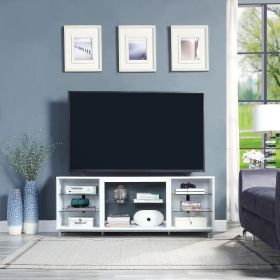 Manhattan Comfort Brighton 60" TV Stand with Glass Shelves and Media Wire Management in White