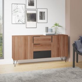 Manhattan Comfort Beekman 62.99 Sideboard with 4 Shelves in Brown and Black