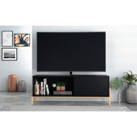Manhattan Comfort Bowery 55.12 TV Stand with 2 Shelves in Black and Oak