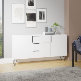 Manhattan Comfort Beekman 62.99 Sideboard with 4 Shelves in White