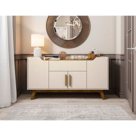 Manhattan Comfort Addie 53.54 Sideboard with 5 Shelves in Off White and Cinnamon