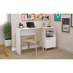 Manhattan Comfort Minetta 2-Shelf Mid-Century Office Desk in White