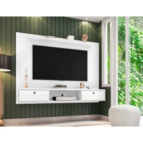 Manhattan Comfort Liberty 70.86 Floating Wall Entertainment Center with Overhead Shelf in White