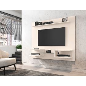 Manhattan Comfort Plaza 64.25 Modern Floating Wall Entertainment Center with Display Shelves in Off White