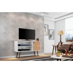 Manhattan Comfort Liberty 42.52" Mid-Century Modern TV Stand with 2 Shelves and 1 Door in White and 3D Brown Prints