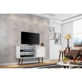 Manhattan Comfort Liberty 42.52" Mid-Century Modern TV Stand with 2 Shelves and 1 Door in White