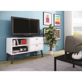 Manhattan Comfort Practical Dalarna TV Stand with 2 Open Shelves and 2-Drawers in White
