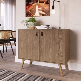 Manhattan Comfort Amber Accent Cabinet with Faux Leather Handles in Nature