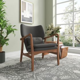 Manhattan Comfort Bradley Charcoal and Walnut Linen Weave Accent Chair