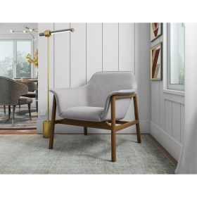 Manhattan Comfort Miller Grey and Walnut Linen Weave Accent Chair
