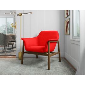 Manhattan Comfort Miller Burnt Orange and Walnut Linen Weave Accent Chair