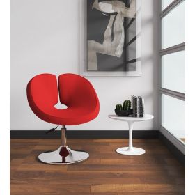 Manhattan Comfort Perch Red and Polished Chrome Wool Blend Adjustable Chair