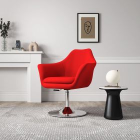 Manhattan Comfort Kinsey Red and Polished Chrome Wool Blend Adjustable Height Swivel Accent Chair