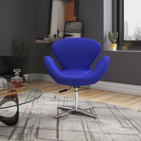 Manhattan Comfort Raspberry Blue and Polished Chrome Wool Blend Adjustable Swivel Chair