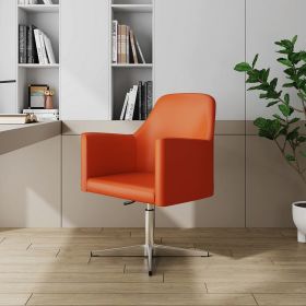 Manhattan Comfort Pelo Orange and Polished Chrome Faux Leather Adjustable Height Swivel Accent Chair