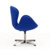Manhattan Comfort Raspberry Blue and Polished Chrome Wool Blend Adjustable Swivel Chair