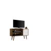 Manhattan Comfort Liberty 42.52" Mid-Century Modern TV Stand with 2 Shelves and 1 Door in Rustic Brown and White