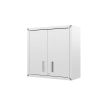 Manhattan Comfort Fortress 30" Floating Textured Metal Garage Cabinet with Adjustable Shelves in White
