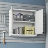 Manhattan Comfort Fortress 30" Floating Textured Metal Garage Cabinet with Adjustable Shelves in White