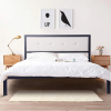 Modern Queen Size 9-Legs Stable Metal Bed Frame Full with Upholstered Headboard Mattress Base