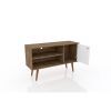 Manhattan Comfort Liberty 42.52" Mid-Century Modern TV Stand with 2 Shelves and 1 Door in Rustic Brown and White