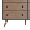 Manhattan Comfort Amber Double Dresser with Faux Leather Handles in Blue and Nature