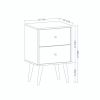 Manhattan Comfort Liberty Mid-Century Modern Nightstand 2.0 with 2 Full Extension Drawers in White and Aqua Blue with Solid Wood Legs