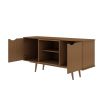 Manhattan Comfort Hampton 53.54 TV Stand with 4 Shelves and Solid Wood Legs in Maple Cream