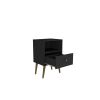 Manhattan Comfort Liberty Mid-Century Modern Nightstand 1.0 with 1 Cubby Space and 1 Drawer in Black