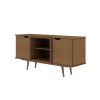 Manhattan Comfort Hampton 53.54 TV Stand with 4 Shelves and Solid Wood Legs in Maple Cream
