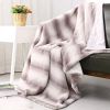 Printed Faux Rabbit Fur Throw; Lightweight Plush Cozy Soft Blanket; 50&quot; x 60&quot;; Coffee Stripe (2 Pack Set of 2)
