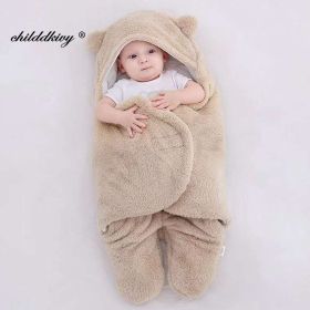 Soft Newborn Baby Wrap Blankets Baby Sleeping Bag Envelope For Newborn Sleepsack Cotton thicken Cocoon for baby 0-9 Months (Color: kahai-Flannel)