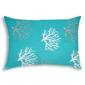 FLOATING CORAL Aqua Indoor/Outdoor Pillow - Sewn Closure (Color: as Pic)