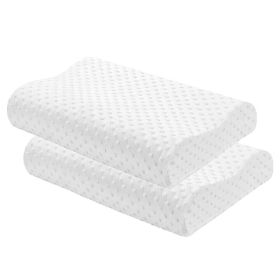 Contour Memory Foam Pillow Orthopaedic Head Neck Back Support Pillow with Cover, 1/2 Pack (Color: White)