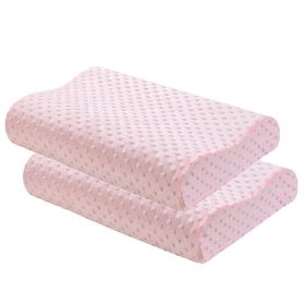 Contour Memory Foam Pillow Orthopaedic Head Neck Back Support Pillow with Cover, 1/2 Pack (Color: Pink)